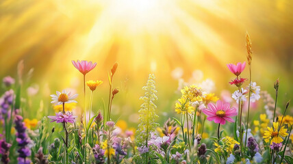 Cosmos Field in Sunlight