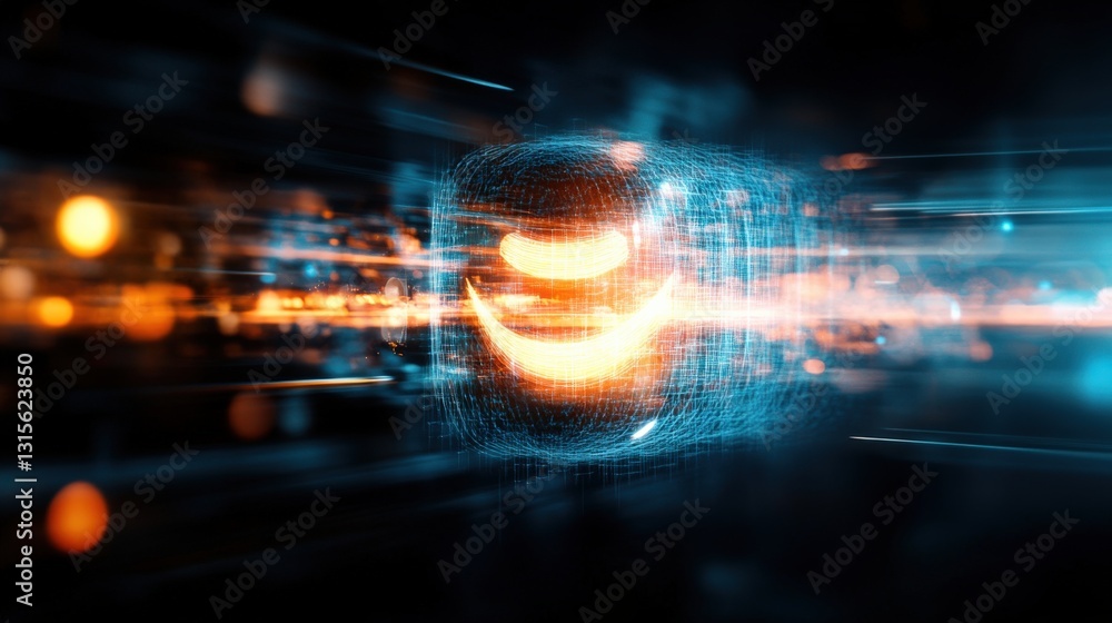 Aufkleber dynamic digital energy flow futuristic environment abstract visualization technology high-tech conce