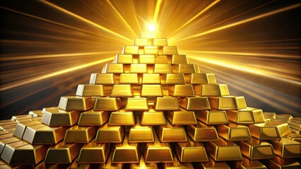 Obraz premium A majestic mountain of shining gold bars depicting abundance and prosperity in finance and wealth