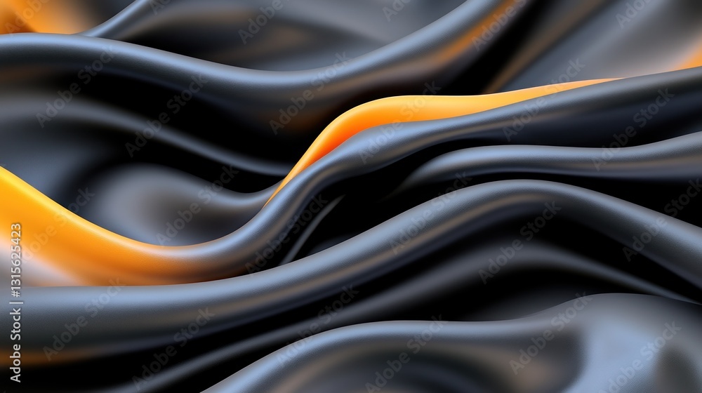 Aufkleber fabric folds creating waves, orange highlights create depth, abstract design usage