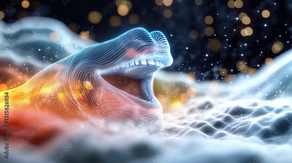 Poster surreal digital art of a cosmic creature fantasy realm abstract design ethereal atmosphere close-up 