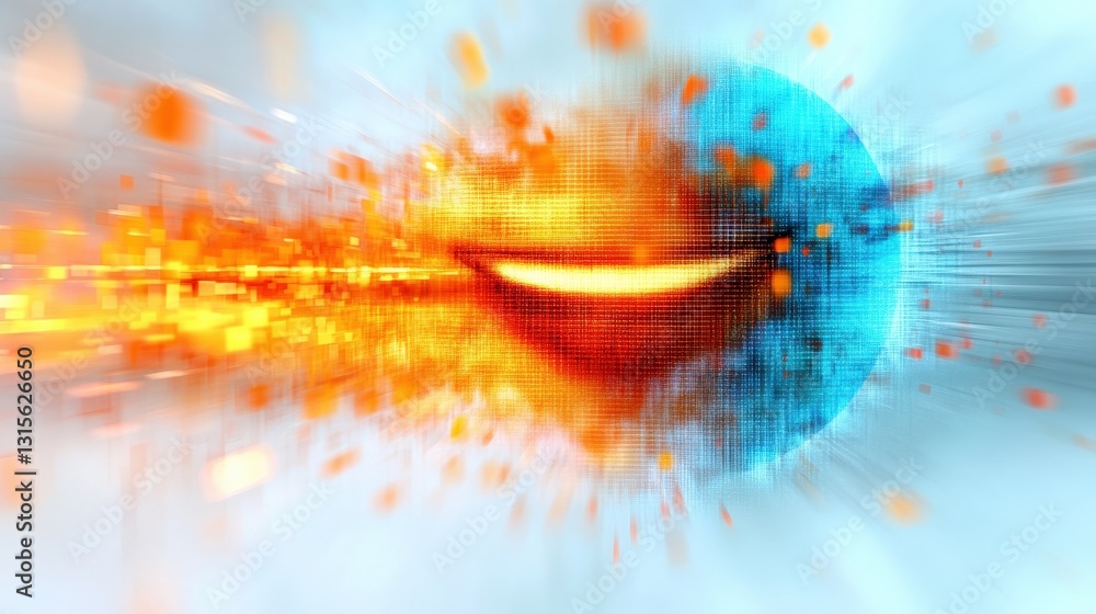 Poster dynamic digital burst abstract art graphic design vibrant colors close-up view visual innovation