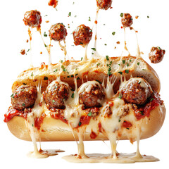 Hot Dog with Meat and Cheese Isolated on Transparent Background