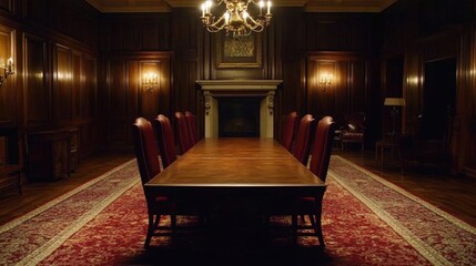 Finished renovation of a classic-style dining room with new chairs, a large table, and updated lighting