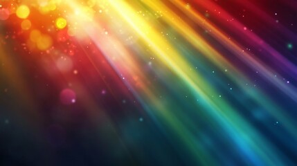 ethereal rainbow light rays emerging from darkness, floating spectral refractions, multiple lens flare artifacts, pure color separation, atmospheric light beams, cinematic photography, deep space