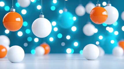 Festive Ornaments  colorful spheres hanging against a backdrop of shimmering lights for decoration use