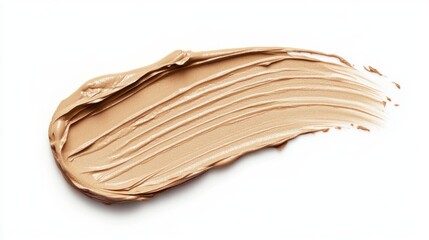 Luxurious pearlescent foundation smear with subtle light-catching particles, silky smooth texture with gentle dimensional ripples, soft neutral undertones blending into creamy surface, elegant makeup