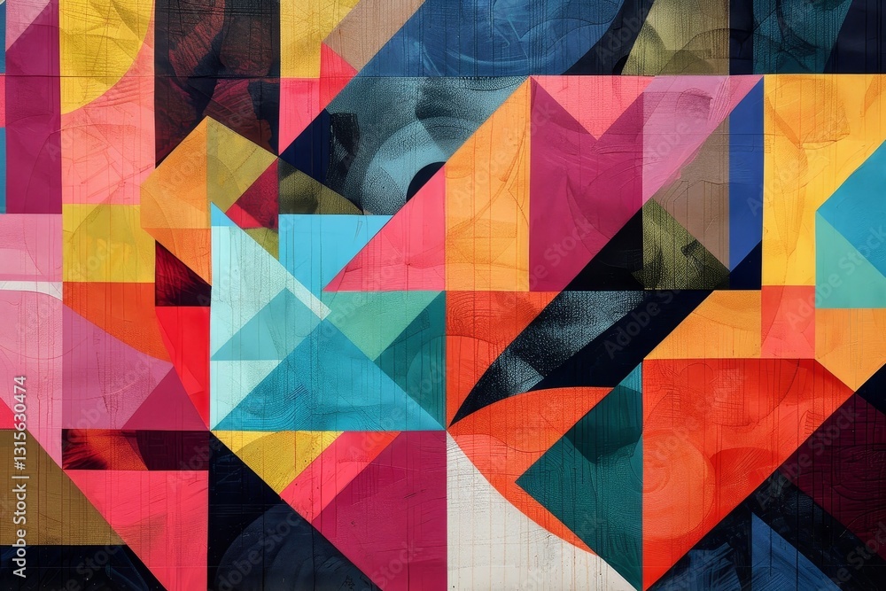 Aufkleber a close-up shot of a wall covered in vibrant geometric shapes and patterns representing topaz, utili