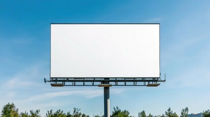 Obraz premium A large blank white billboard with a clear blue sky above