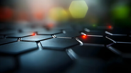 The abstract image shows a hexagonal pattern with illuminated points