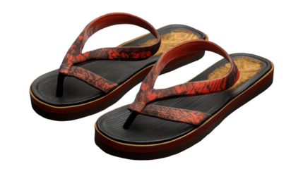 A pair of geta sandals isolated on transparent background