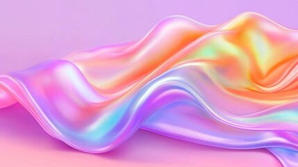 Fototapeta premium Flowing iridescent fabric on a pastel background for luxury, design and art projects