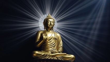 Enlightened Buddha Statue Golden Serenity and Spiritual Radiance