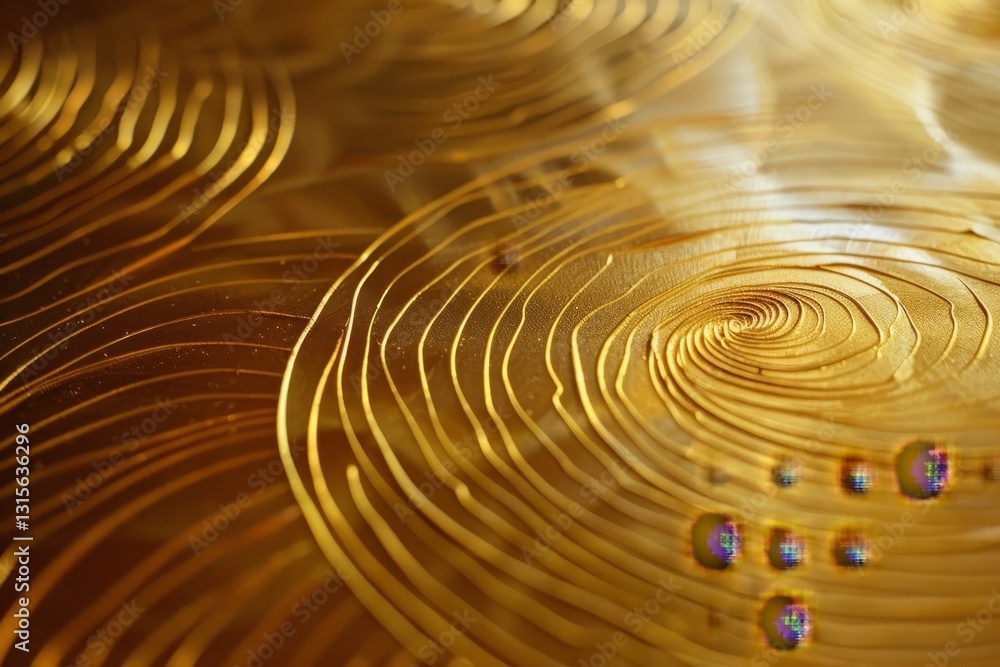 Poster close-up of a golden abstract pattern with swirling lines, creating a mesmerizing effect, delicate g