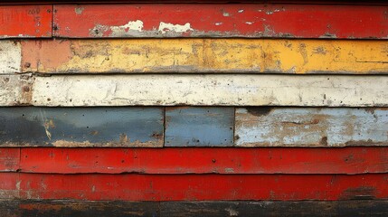 Colorful weathered wooden planks exterior wall