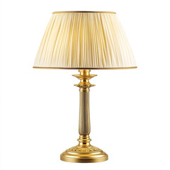 Fototapeta premium Elegant Antique Gold Table Lamp with Fabric Shade for Living Room or Bedroom Décor
