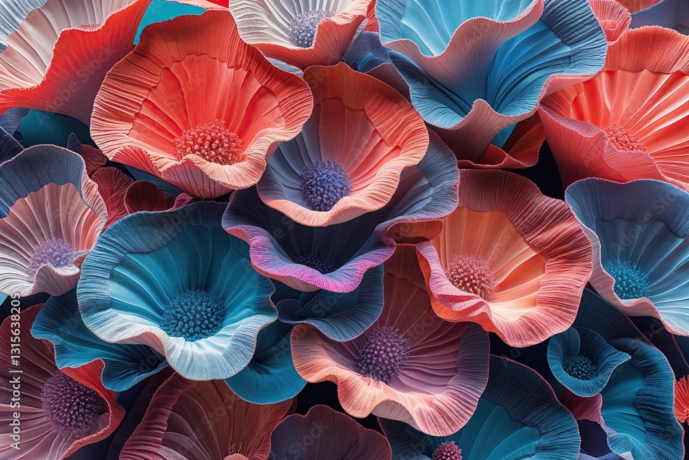 Aufkleber abstract design of overlapping coral petals with modern texture and colorful style