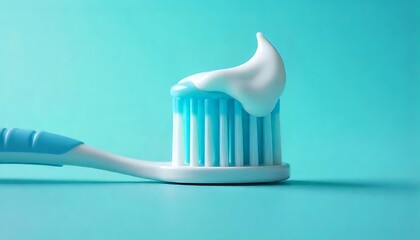 Refreshing Mint Toothpaste on a Turquoise Toothbrush