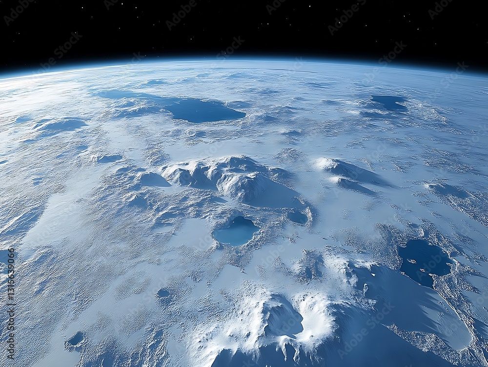 Aufkleber a view from space showing a cold planet and atmosphere