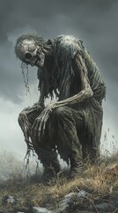 Fototapeta premium Digital Painting: A Figure of Despair and Decay