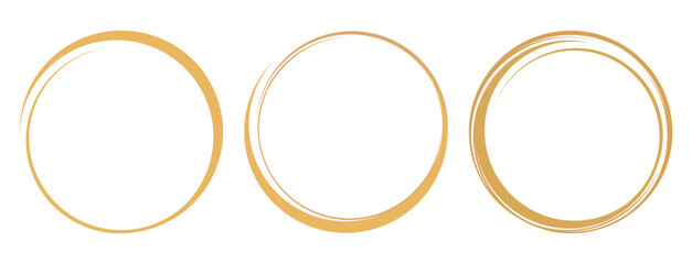 Gold circle sign set isolated on white background vector.