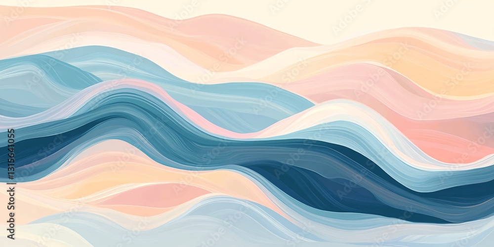 Poster soft pastel wave patterns creating gentle abstract ripples