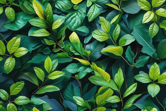 Refreshing Green Leaves in Nature's Abstract Design Pattern