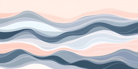 Tranquil Soft Pastel Waves: A Beautiful Minimalist Illustration of Nature