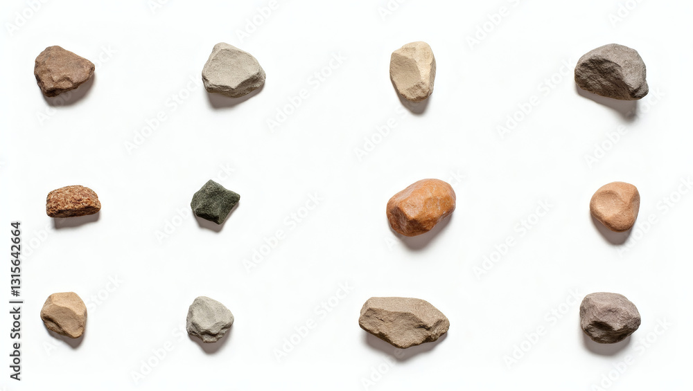 Poster a collection of various shaped stones. the stones appear to be a mix of different sizes, and colors