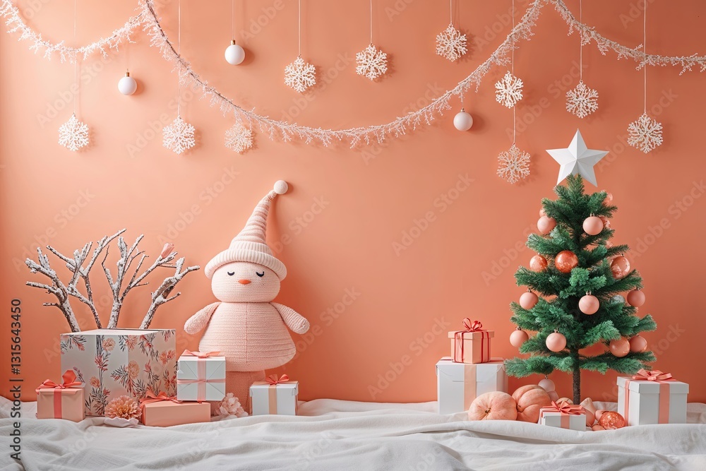 Poster Playful Peach Background with Smooth Gradient for Product Placement and Festive Design