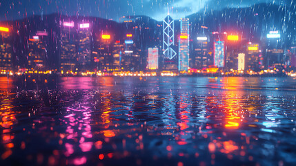Fototapeta premium rainy hong kong,