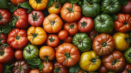 Vibrant Fresh Tomatoes Displayed on Rustic Table Creating a Colorful and Inviting Culinary Scene
