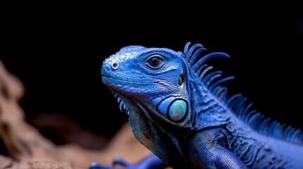 Fototapeta premium Stunning Blue Iguana Portrait Reptile Lizard Exotic Pet Wildlife Nature Close up Hi