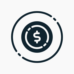 Design Illustration graphic of coin icon with glyph style. Suitable for UI, mobile design, web design, etc.