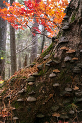 There's an old tree trunk that's crawling with woodlice