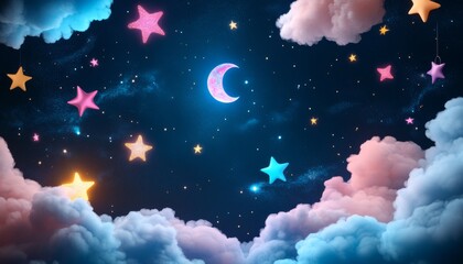 Fototapeta premium A dreamy night sky filled with colorful stars and clouds