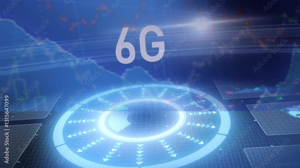 Aufkleber animation of 6g technology with digital interface and futuristic data visualization
