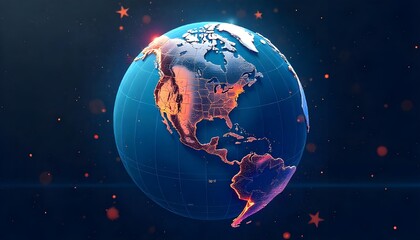 Naklejka premium a globe, emphasizing North America with creative and futuristic design elements