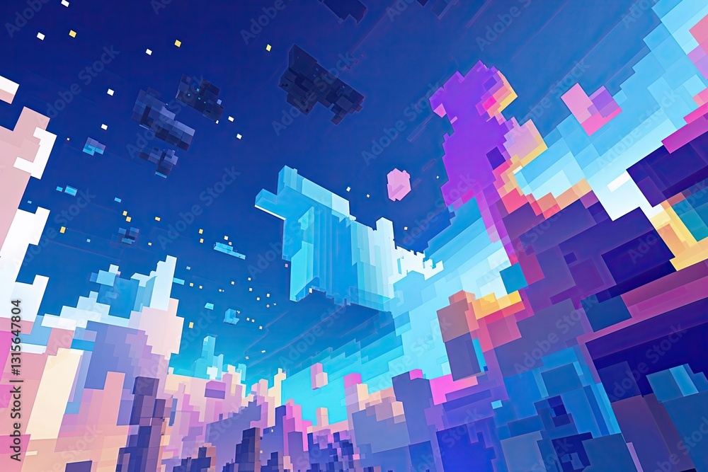 Poster azure dreamy pixelated gradient canvas and vivid backgrounds