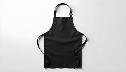 A blank black baker chef apron mockup displayed from the front view