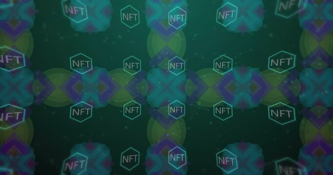 Repeating TMI text in colorful abstract animation with geometric pattern