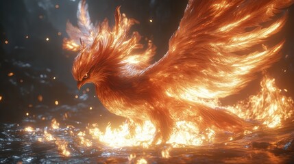 Fiery Phoenix Rising in Cave