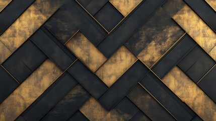 Abstract geometric pattern of interlocking golden and dark rectangles