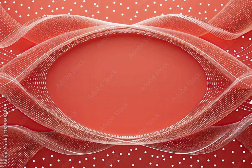 Poster dynamic coral oval background with interwoven dots and lines for technology and digital innovation
