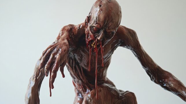 A grotesque humanoid figure with flesh that looks like rotting meat, constantly dripping blood