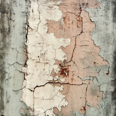 Obraz premium Cracked, peeling paint on a weathered wall.