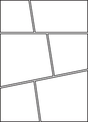 Photo collage frame icon. Collage grid manga, Empty page frame for comic book, photo collage, isolated on transparent background. Picture frame, digital photo wall template, vector illustration.