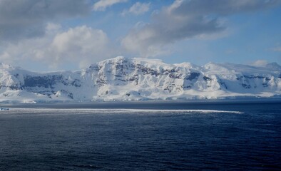 Snow cover of mountains on Anvers Island Antarctic