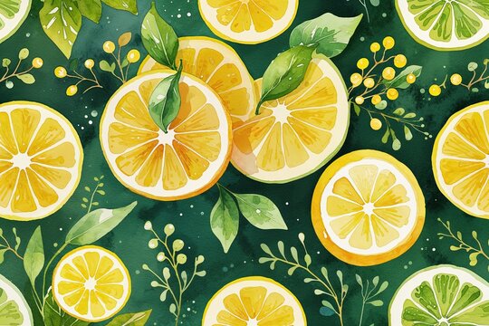 Vibrant Citrus Yellow and Lush Garden Green Watercolor Background with Playful Texture Designs for Seasonal Decor
