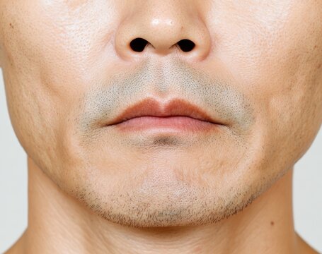 closeup of a man’s face with acne, blemishes and zits, showing the effects of skin conditions such as acne andros. related to virility, young age, and adulthood.